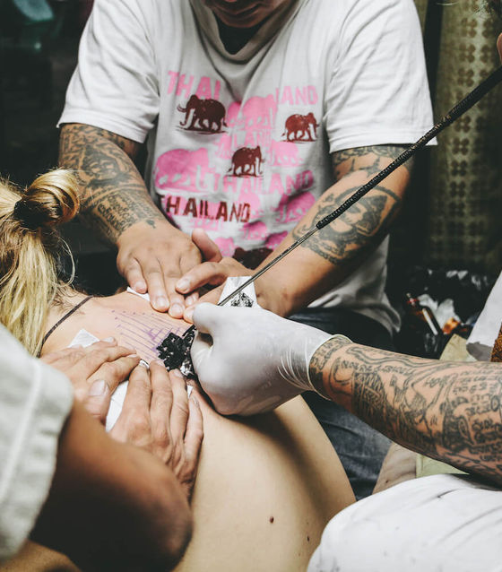 A Sak Yant Traditional Tattoo parlor, Thailand