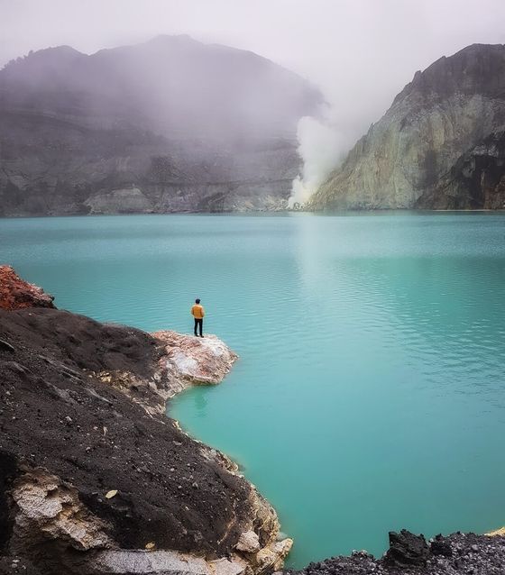 Volcanic crater at Mount Ijen