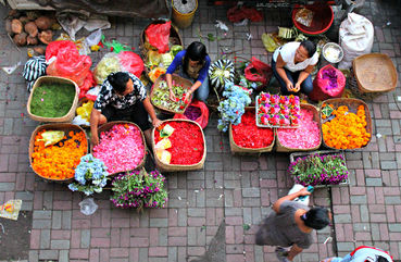 Buying items at Ubud Market in Bali, Indonesia